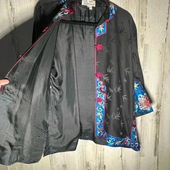 Jade Lantern‎ Vintage Jacket Floral Embroidery 100% Silk Size Small - Picture 4 of 6